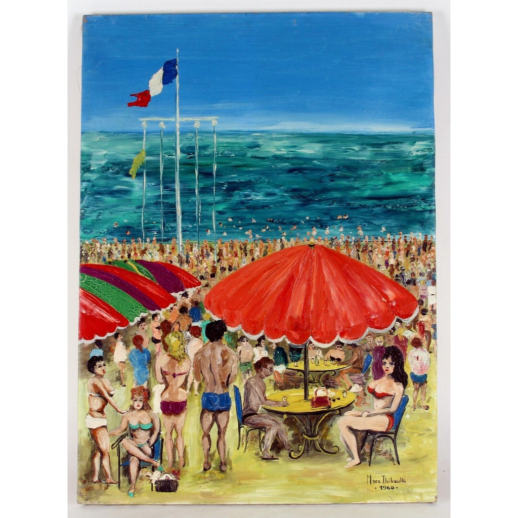 CANNES BY MARC THIBAULT OIL ON CANVAS UNFRAMED 29" x 21" 1960
