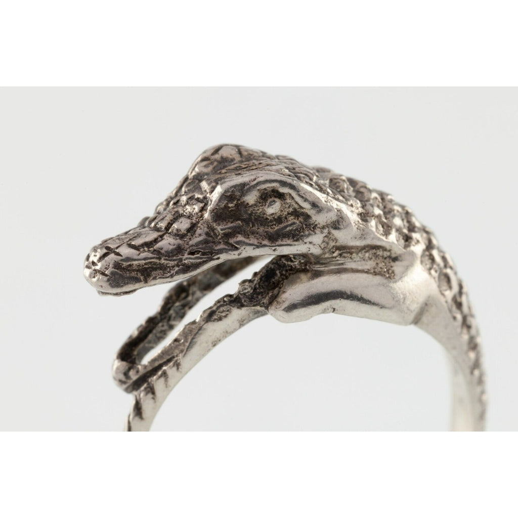 Open Jaw Alligator Sterling Silver Band Ring Size 9