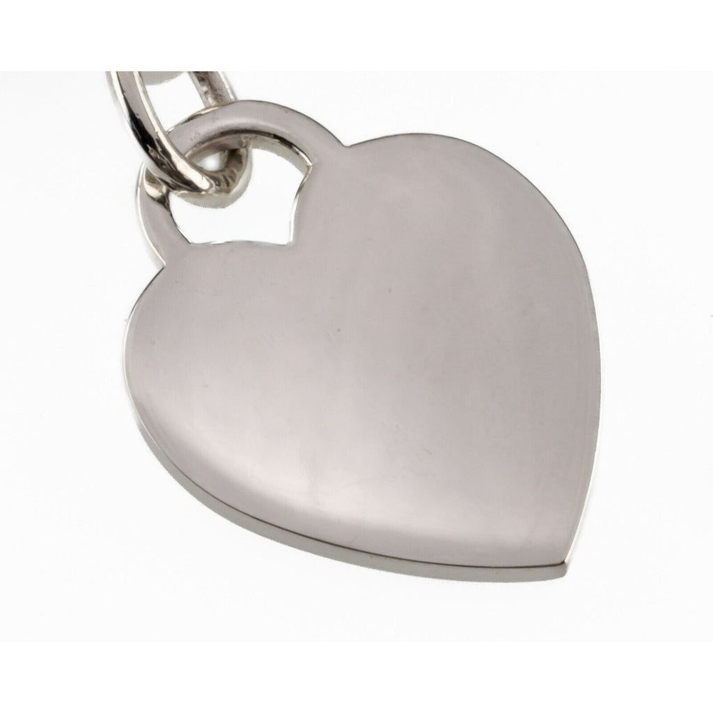 Tiffany & Co. Sterling Silver Blank Heart Tag Charm Bracelet 7.25"