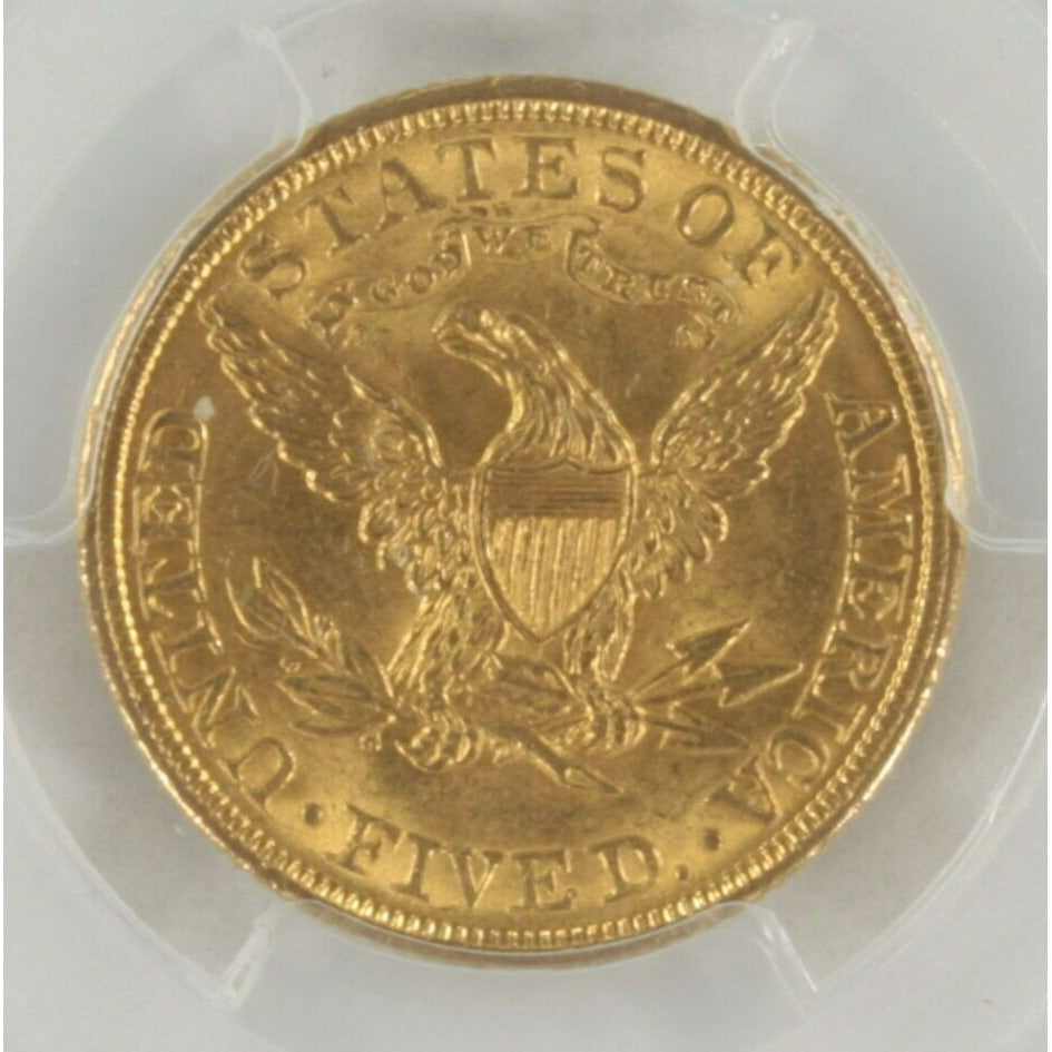 1907 $5 Gold Coronet Head Half Eagle Graded by PCGS as MS-63