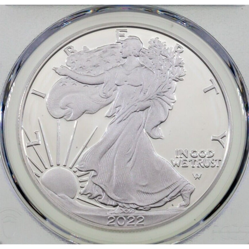 2022-W S$1 Silver American Eagle Proof T2 Graded by PCGS as PR70DCAM 1st Strike