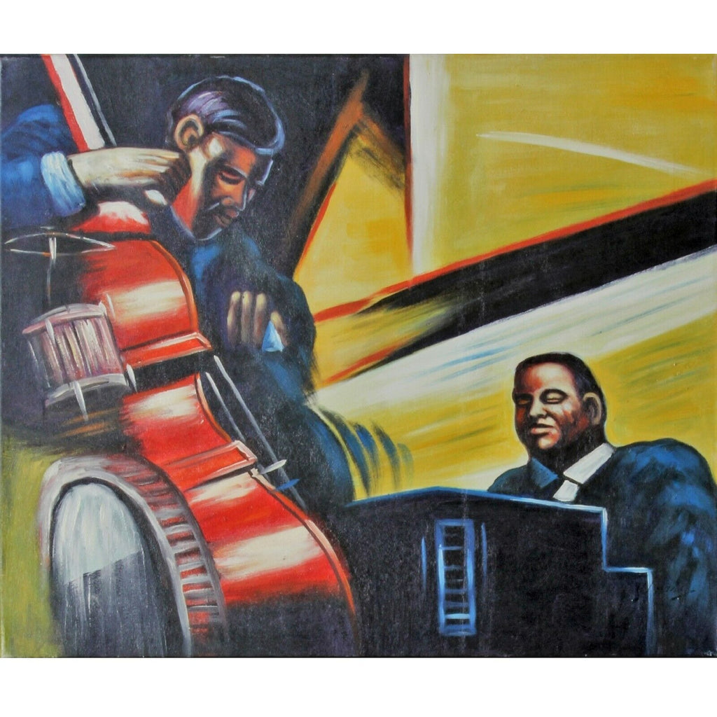 Two Musicians Playing Print on Canvas Reproduction 20" x 24" Unframed