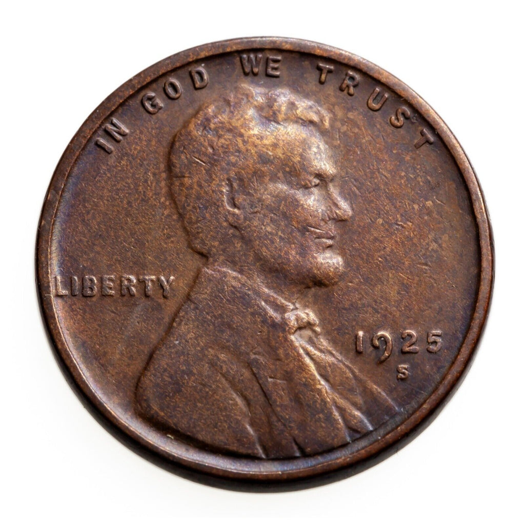 1925-S 1C Lincoln Penny Roll 50 Pieces Fine to VF+ Condition, No Major Problems