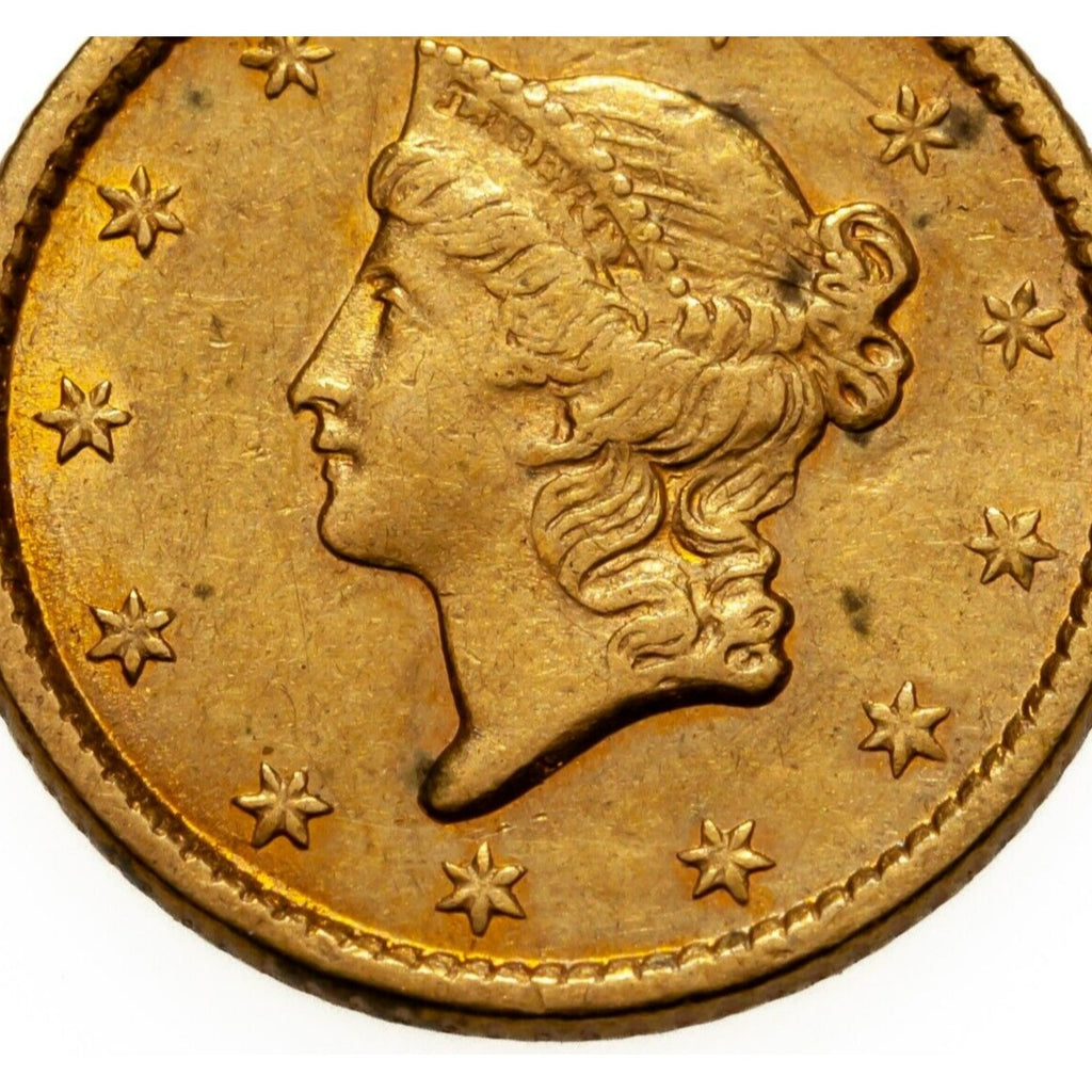 1853 G$1 Gold Liberty One Dollar in About Uncirculated AU Condition