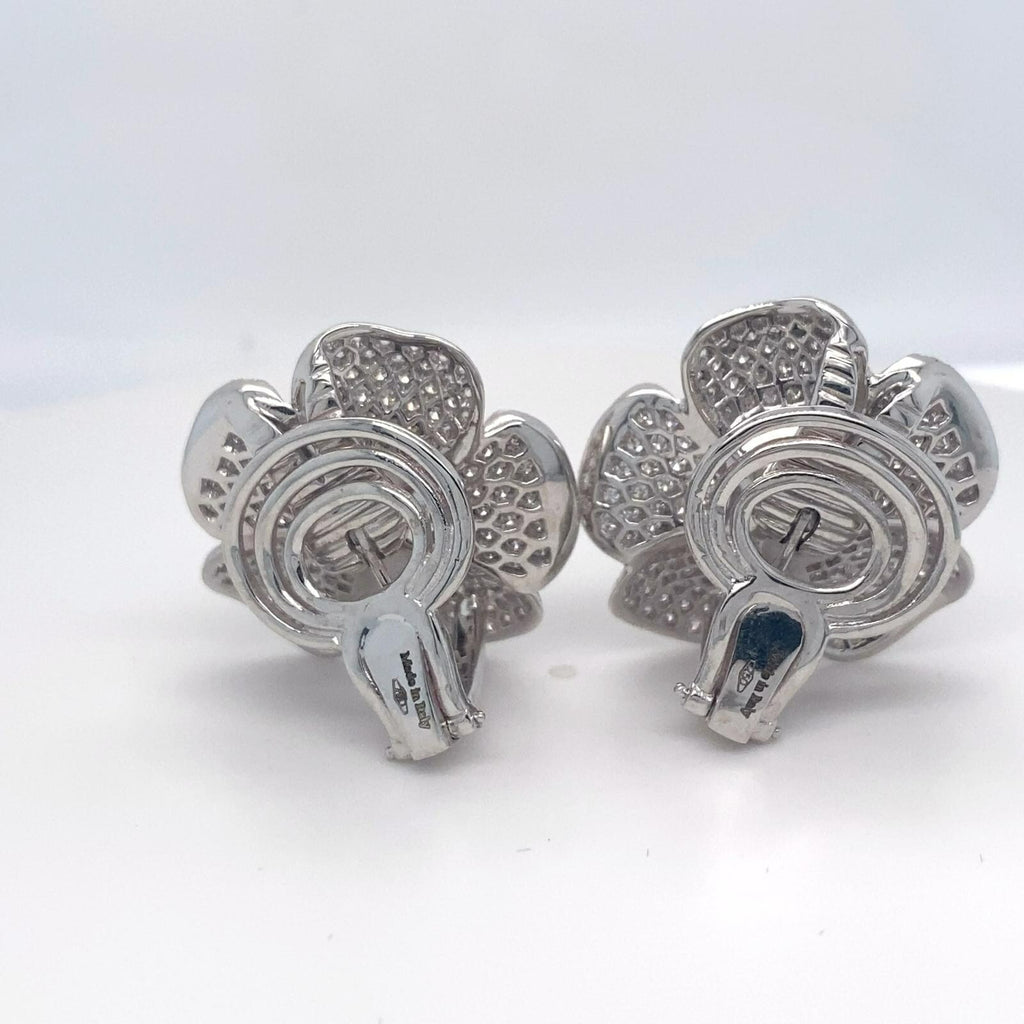 Roberto Casarin 18k White Gold 7 ct Diamond and South Sea Pearl Earrings 28g