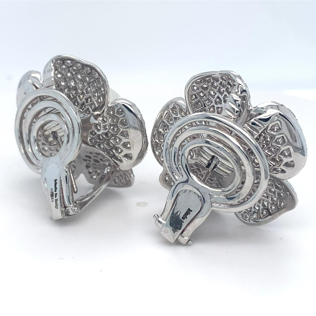 Roberto Casarin 18k White Gold 7 ct Diamond and South Sea Pearl Earrings 28g