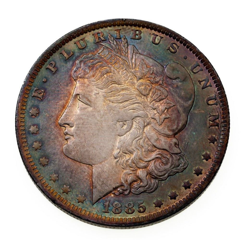 1885-O $1 Silver Morgan Dollar in AU Condition, BU in Wear, Nice Toning!