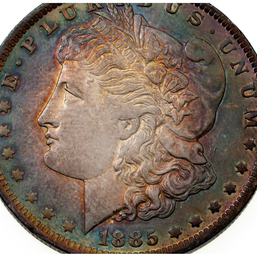 1885-O $1 Silver Morgan Dollar in AU Condition, BU in Wear, Nice Toning!