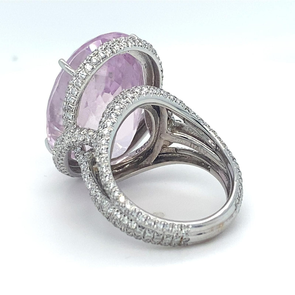 Roberto Casirin 18k White Gold Kunzite and Diamond Ring (Sz 6.75) & Earring Set