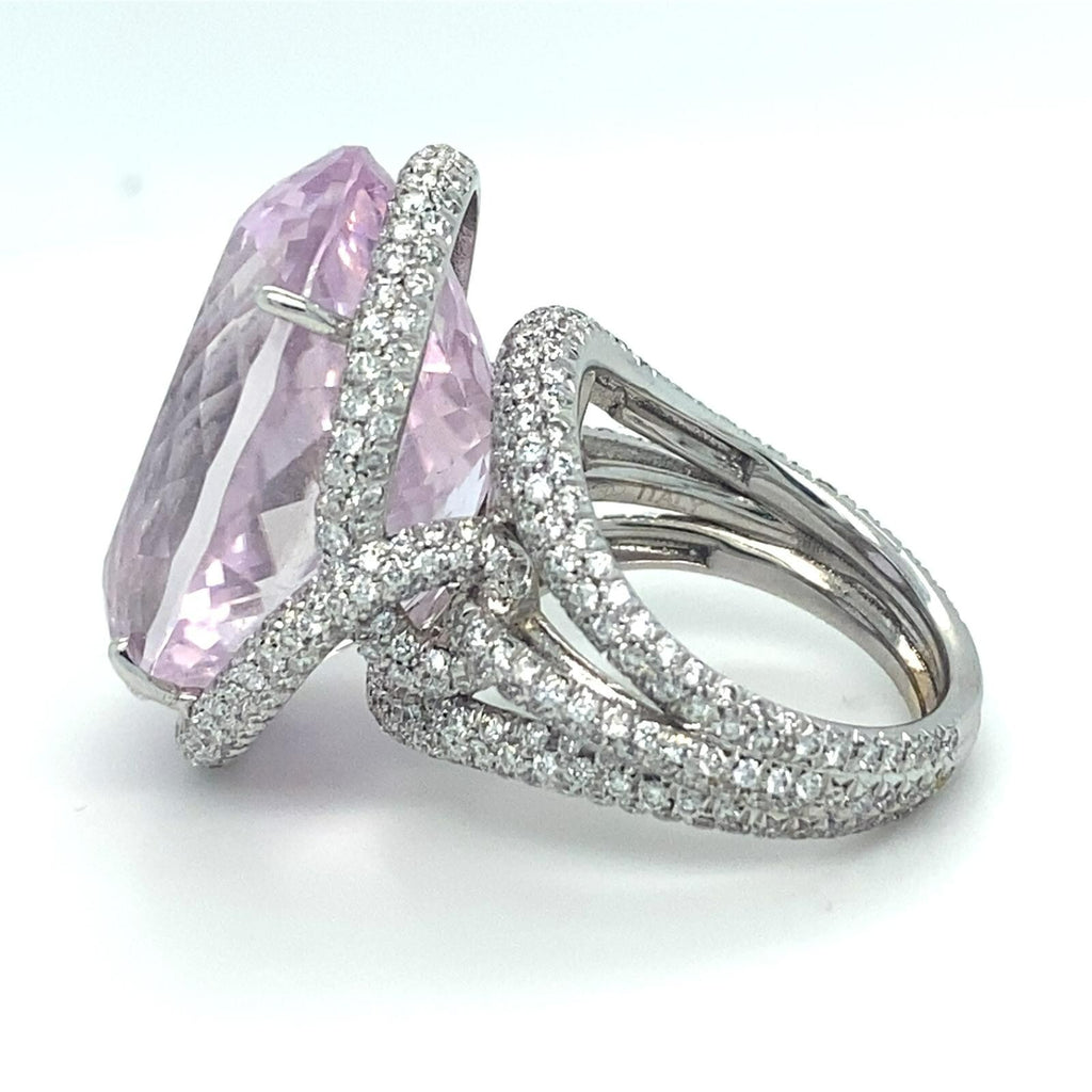 Roberto Casirin 18k White Gold Kunzite and Diamond Ring (Sz 6.75) & Earring Set