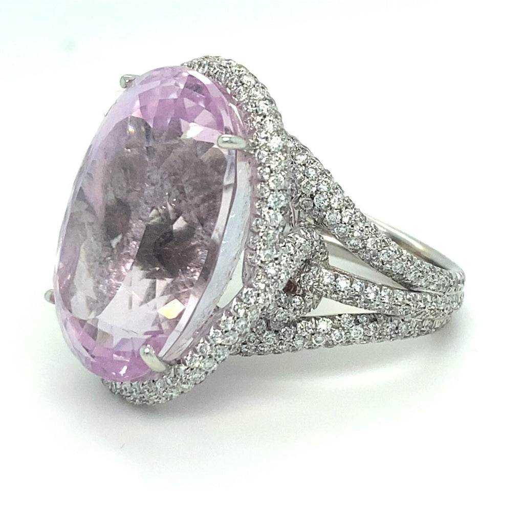 Roberto Casirin 18k White Gold Kunzite and Diamond Ring (Sz 6.75) & Earring Set