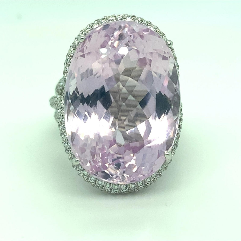 Roberto Casirin 18k White Gold Kunzite and Diamond Ring (Sz 6.75) & Earring Set