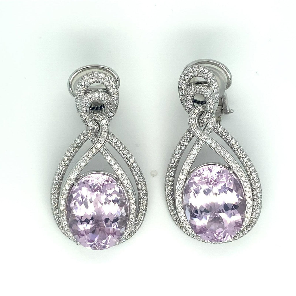 Roberto Casirin 18k White Gold Kunzite and Diamond Ring (Sz 6.75) & Earring Set