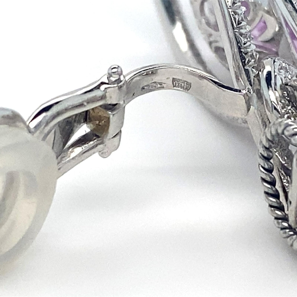 Roberto Casirin 18k White Gold Kunzite and Diamond Ring (Sz 6.75) & Earring Set