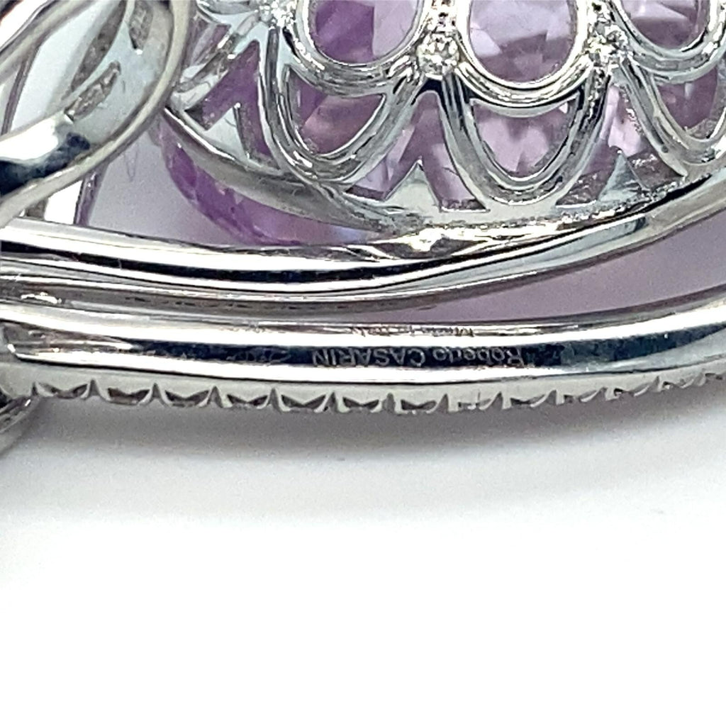 Roberto Casirin 18k White Gold Kunzite and Diamond Ring (Sz 6.75) & Earring Set