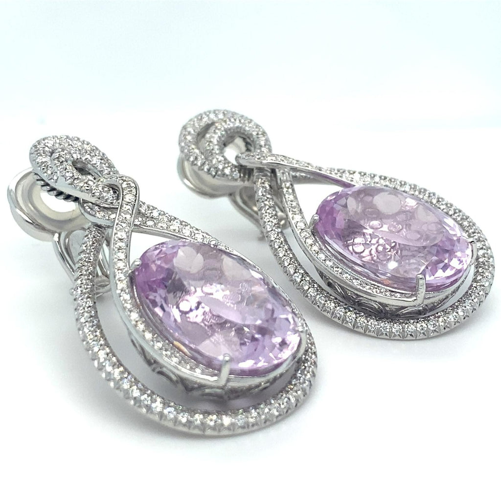 Roberto Casirin 18k White Gold Kunzite and Diamond Ring (Sz 6.75) & Earring Set