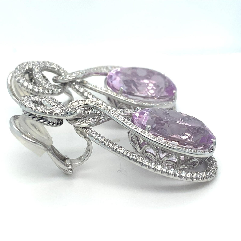 Roberto Casirin 18k White Gold Kunzite and Diamond Ring (Sz 6.75) & Earring Set