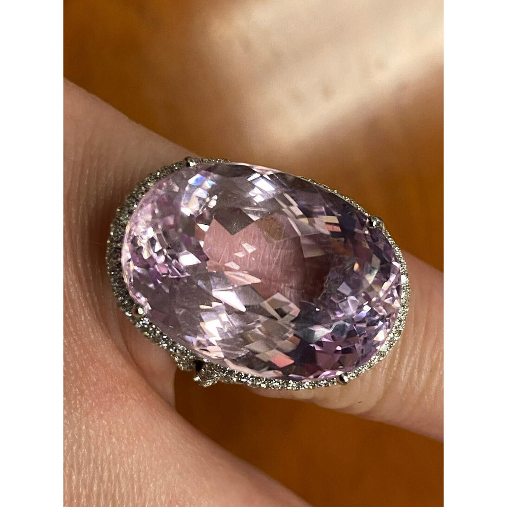 Roberto Casirin 18k White Gold Kunzite and Diamond Ring (Sz 6.75) & Earring Set