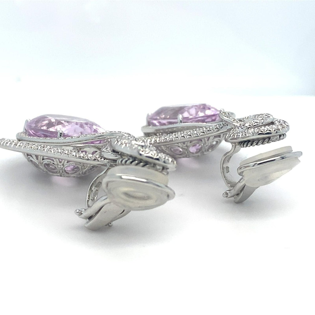 Roberto Casirin 18k White Gold Kunzite and Diamond Ring (Sz 6.75) & Earring Set