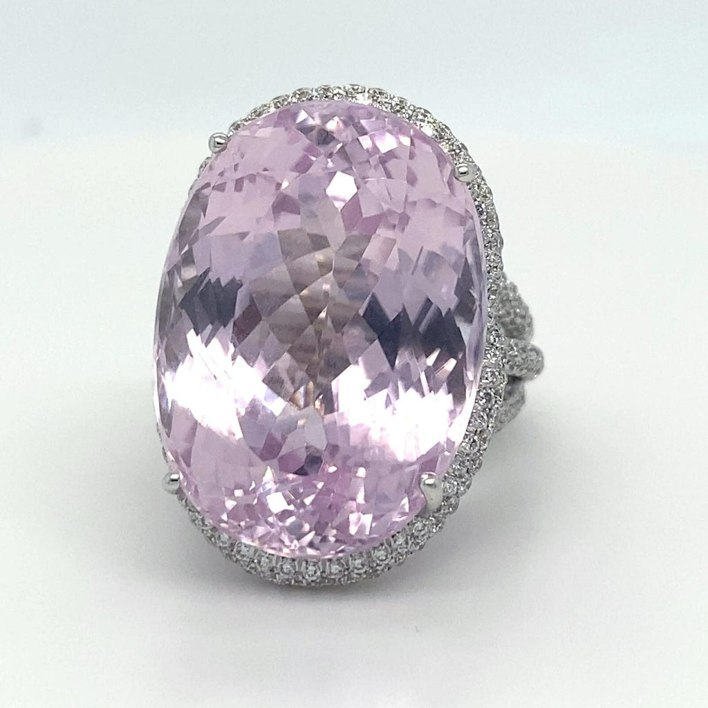 Roberto Casirin 18k White Gold Kunzite and Diamond Ring (Sz 6.75) & Earring Set