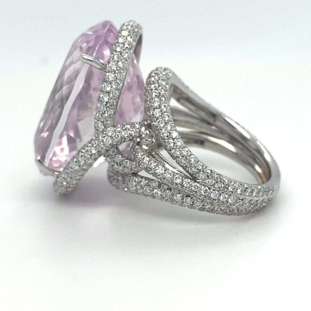 Roberto Casirin 18k White Gold Kunzite and Diamond Ring (Sz 6.75) & Earring Set