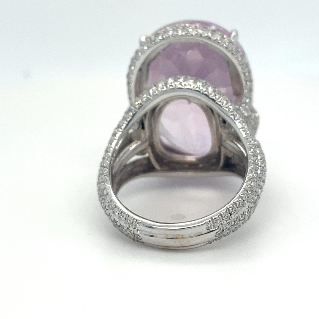Roberto Casirin 18k White Gold Kunzite and Diamond Ring (Sz 6.75) & Earring Set