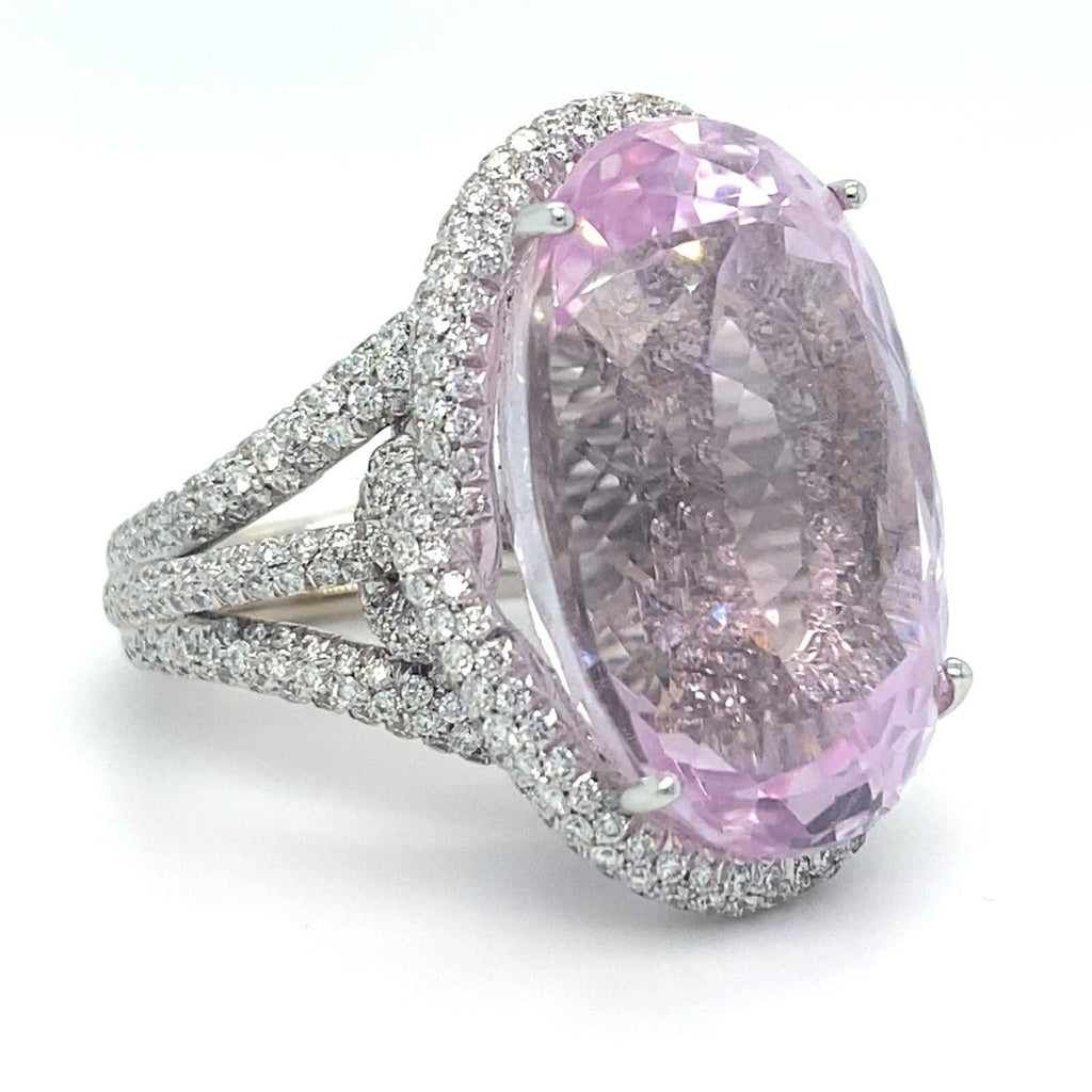 Roberto Casirin 18k White Gold Kunzite and Diamond Ring (Sz 6.75) & Earring Set