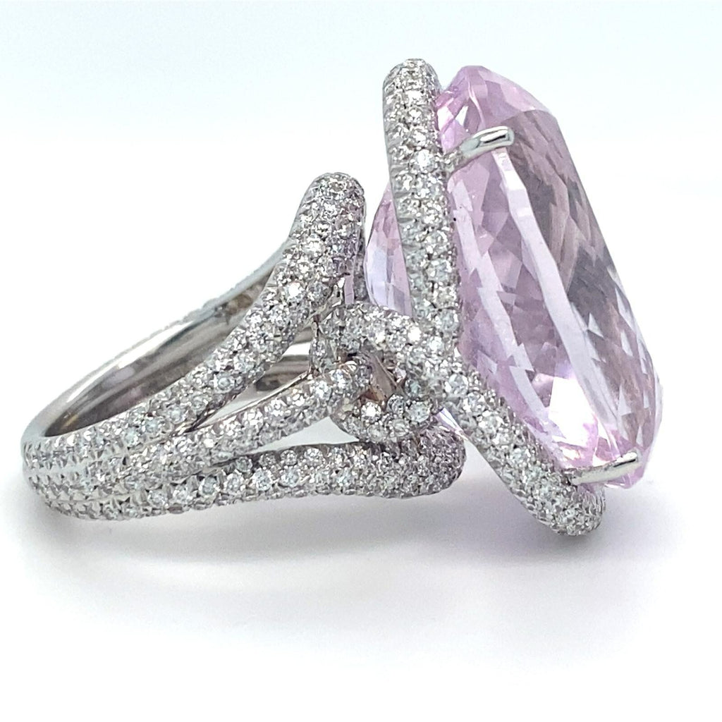 Roberto Casirin 18k White Gold Kunzite and Diamond Ring (Sz 6.75) & Earring Set