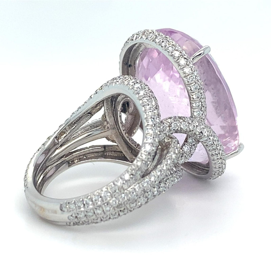 Roberto Casirin 18k White Gold Kunzite and Diamond Ring (Sz 6.75) & Earring Set