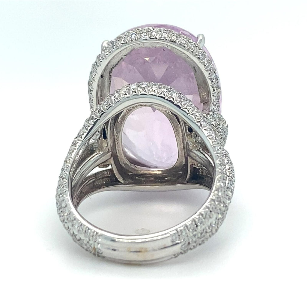 Roberto Casirin 18k White Gold Kunzite and Diamond Ring (Sz 6.75) & Earring Set