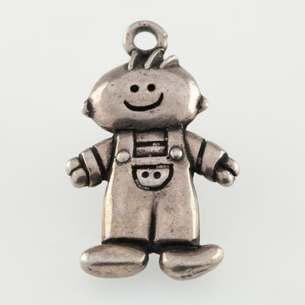 Sterling Silver Lucy Ann 925 Boy in Overalls Charm