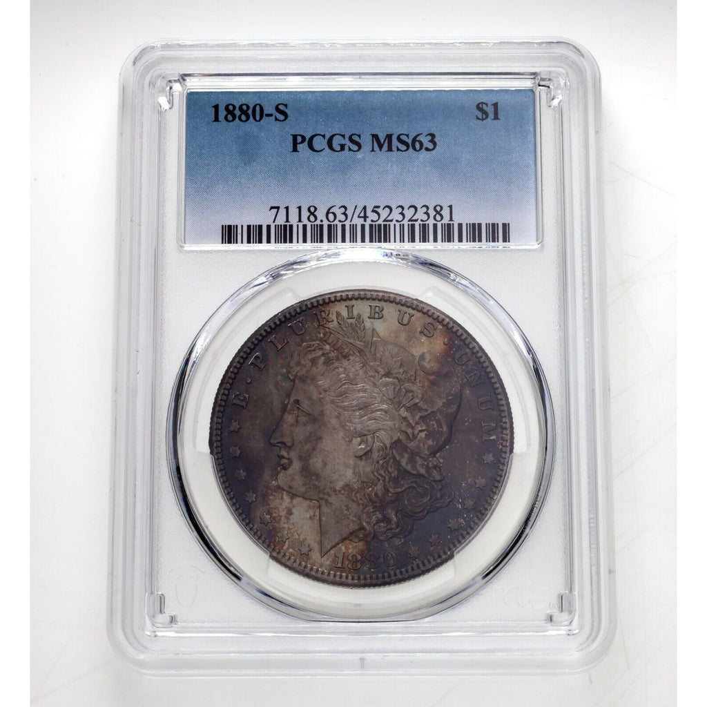 1880-S $1 Morgan Dollar Graded By PCGS As MS63 Cool Toning!