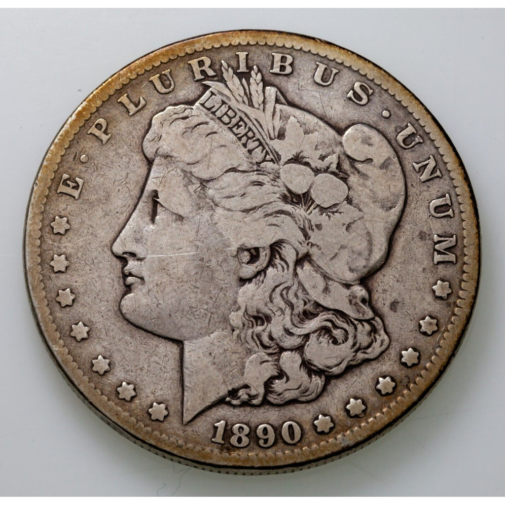 1890-CC $1 Silver Morgan Dollar in Very Good VG Condition, Light Gray Color