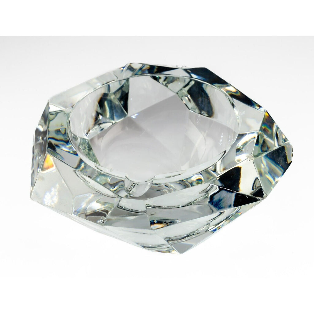 Baccarat Crystal Diamond Cut Ashtray 6" Some Damage