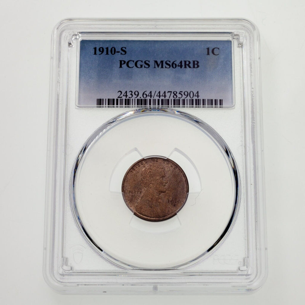 1910-S 1C Lincoln Cent Graded by PCGS as MS64RB! Gorgeous Penny!