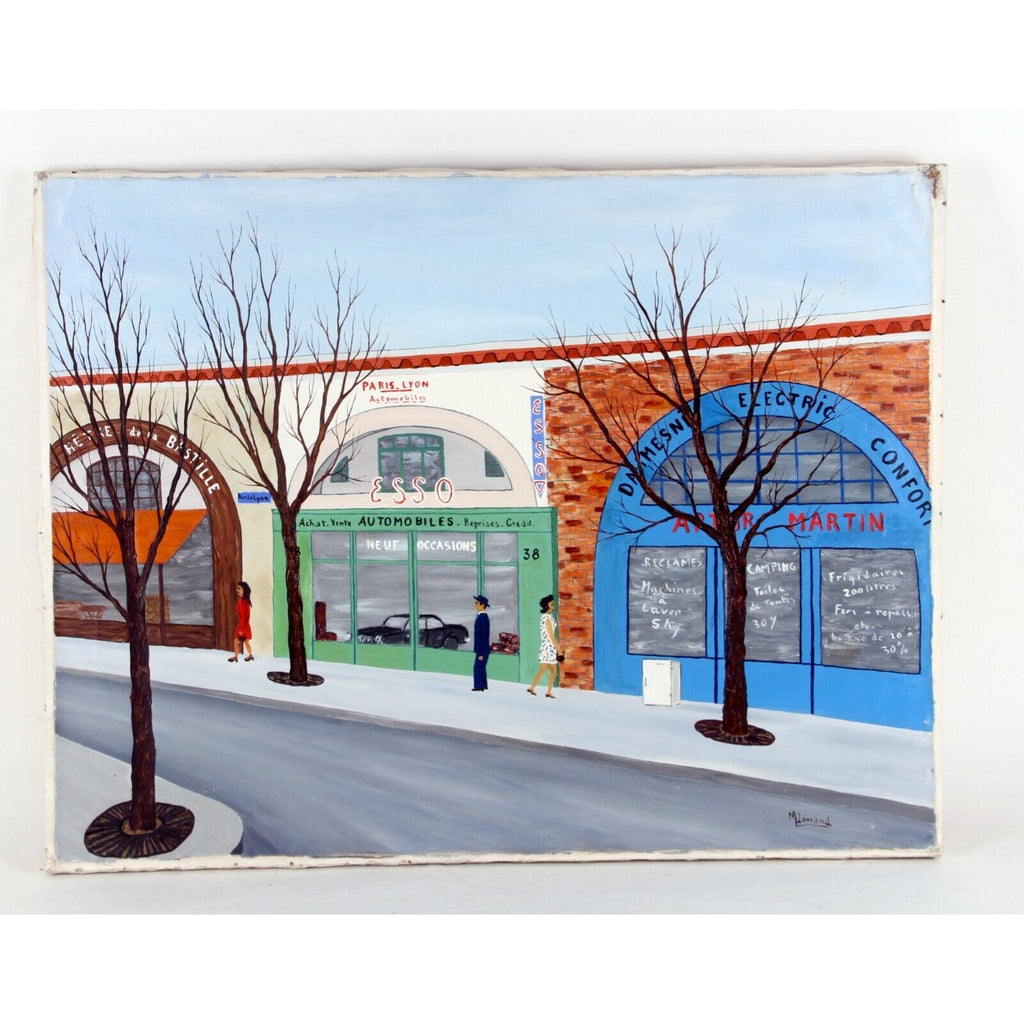 "L'Auto Centre" by M. Loirand, The Auto Center, Oil Painting on Canvas, 20x26