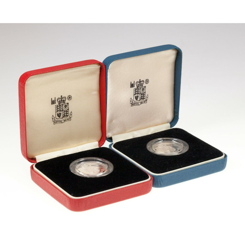 1988 Great Britain One Pound Two Coin Lot In Silver Proof & Piedfort w/ Cases