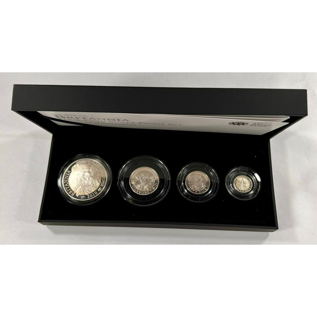 2010 Great Britain Britannia Silver Four-Coin Proof Set w/ Box and CoA