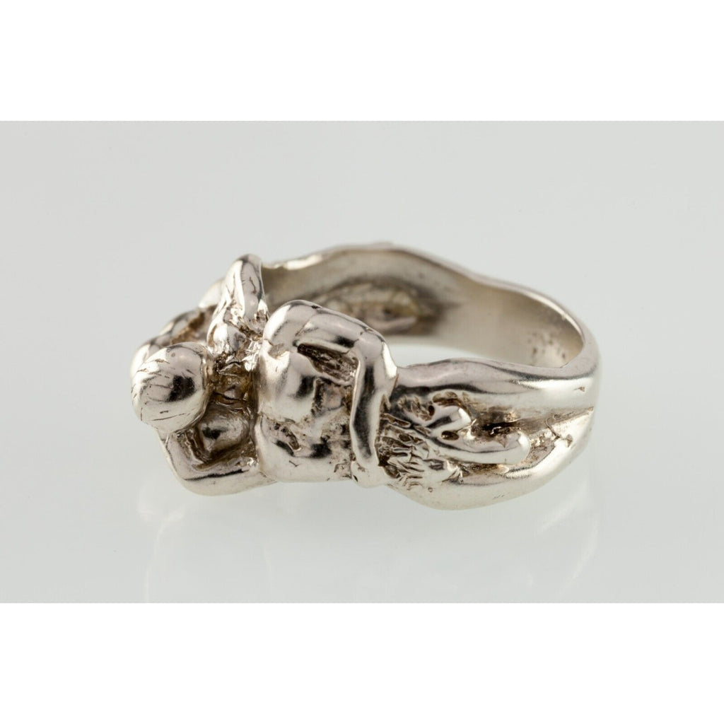 Kama Sutra Kissing Figures Sterling Silver Band Ring Size 8.5