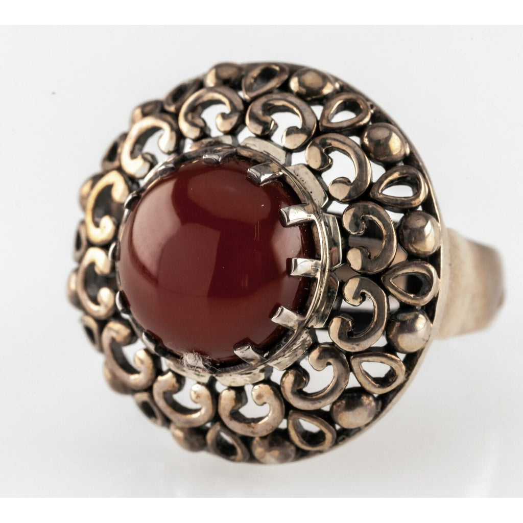 Doug Paulus Sterling Silver Carnelian Solitaire Cocktail Ring Sz 8