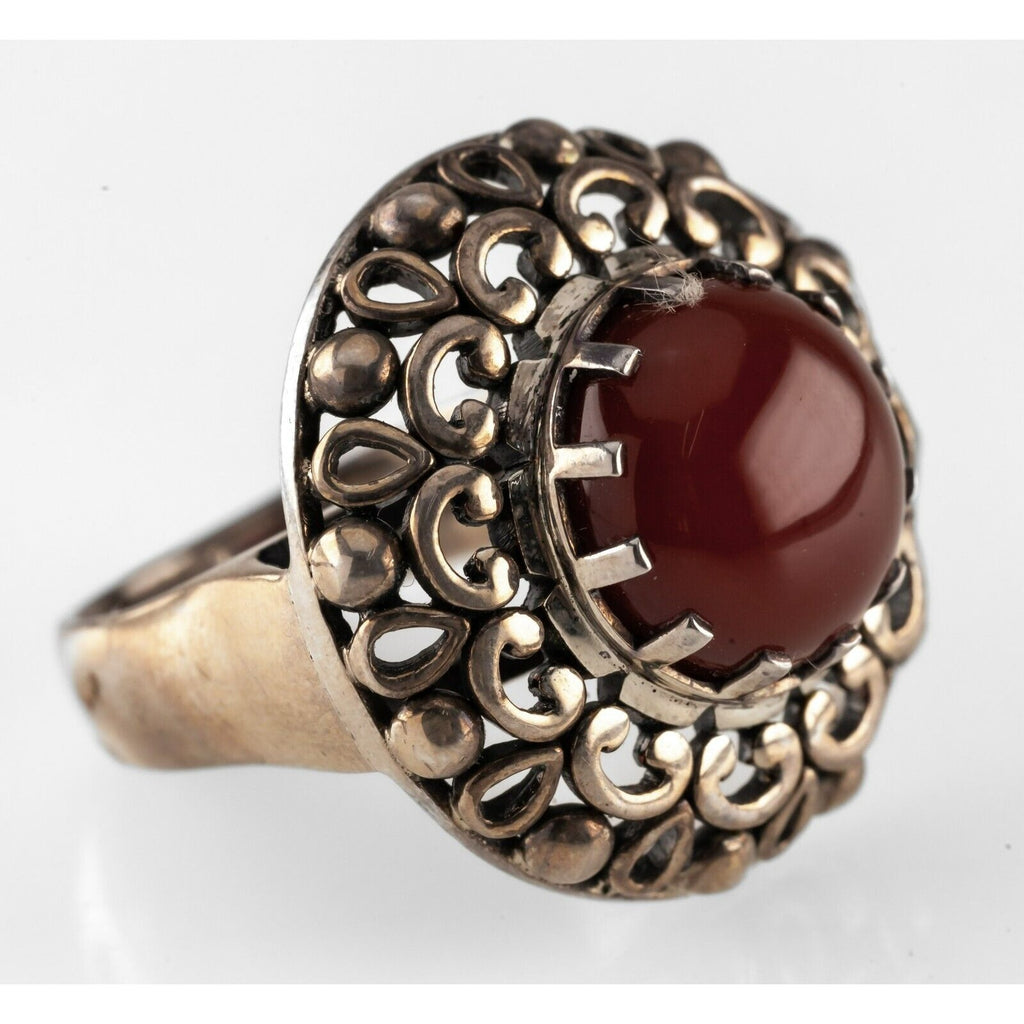 Doug Paulus Sterling Silver Carnelian Solitaire Cocktail Ring Sz 8