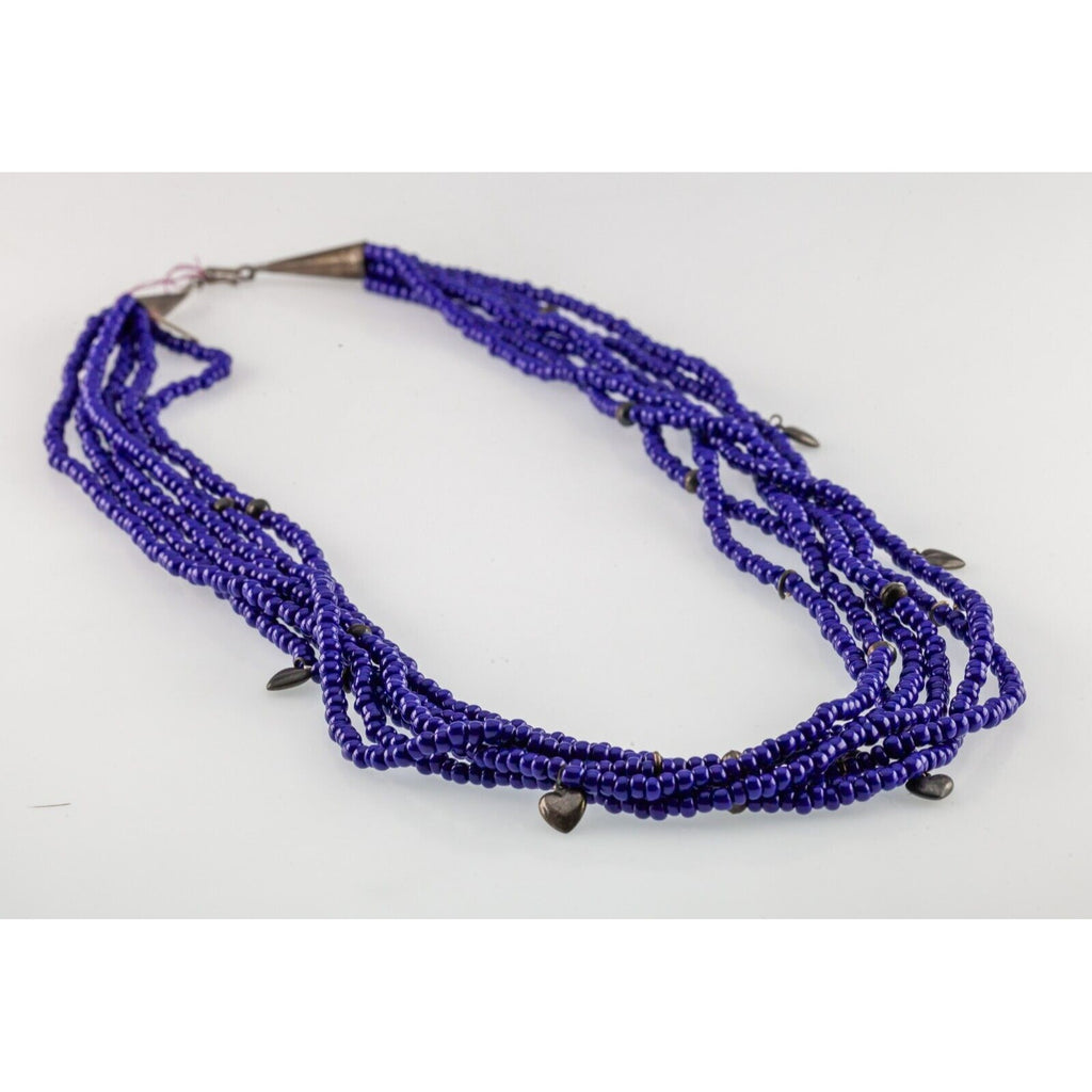 Gorgeous Blue Glass Beaded Multi-Strand Necklace with Silver Accents
