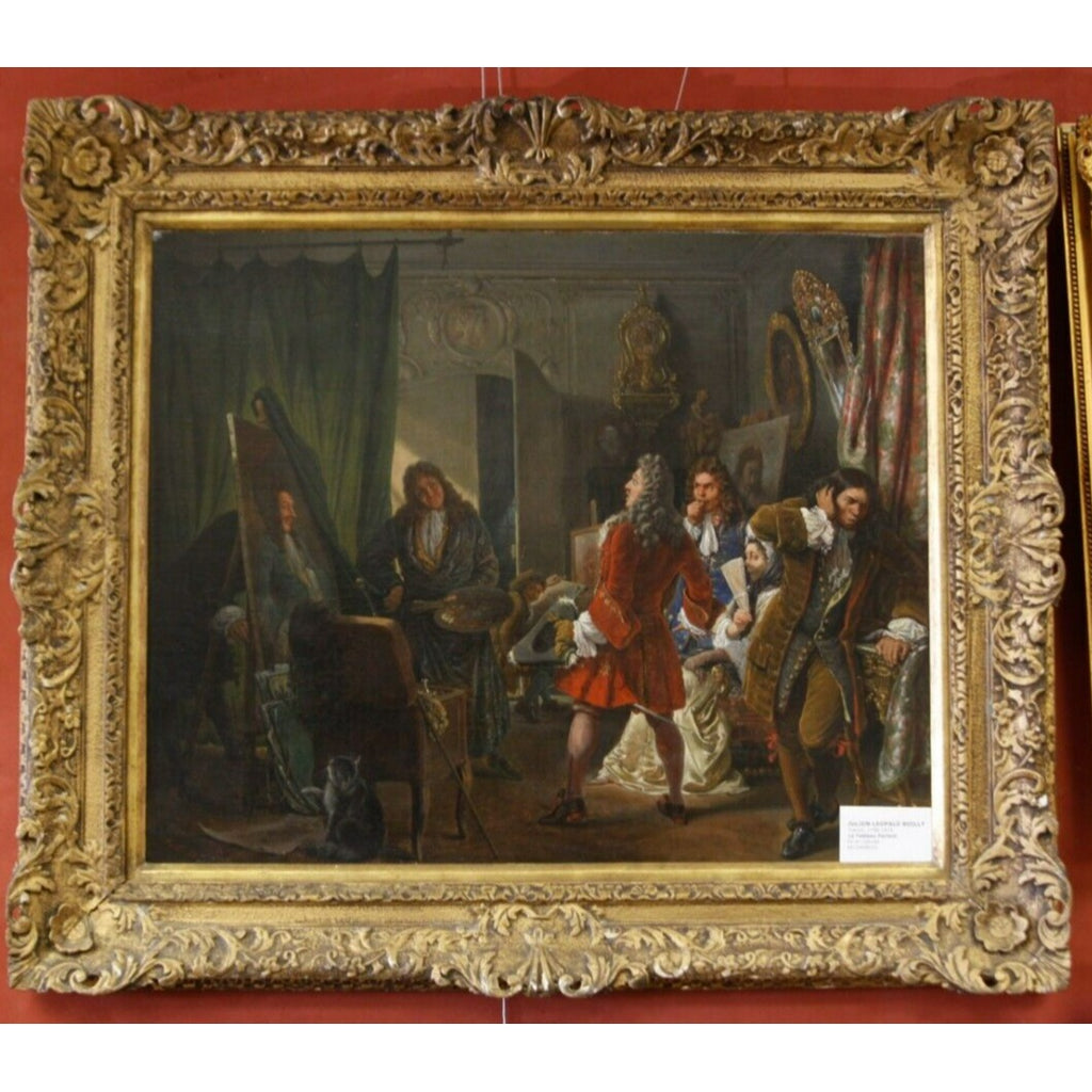 "Le Tableau Parlant" Oil on Canvas Gilt Frame by Julien Boilly 19th Cent. w/ CoA
