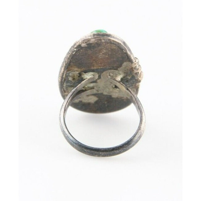 Vintage Women's Silver & Freeform Turquoise Ring (Size 4) Nice Patina!