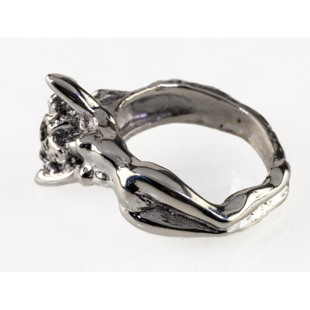 Sterling Silver Erotic Nude Woman Sculpted Band Ring Size 8.5