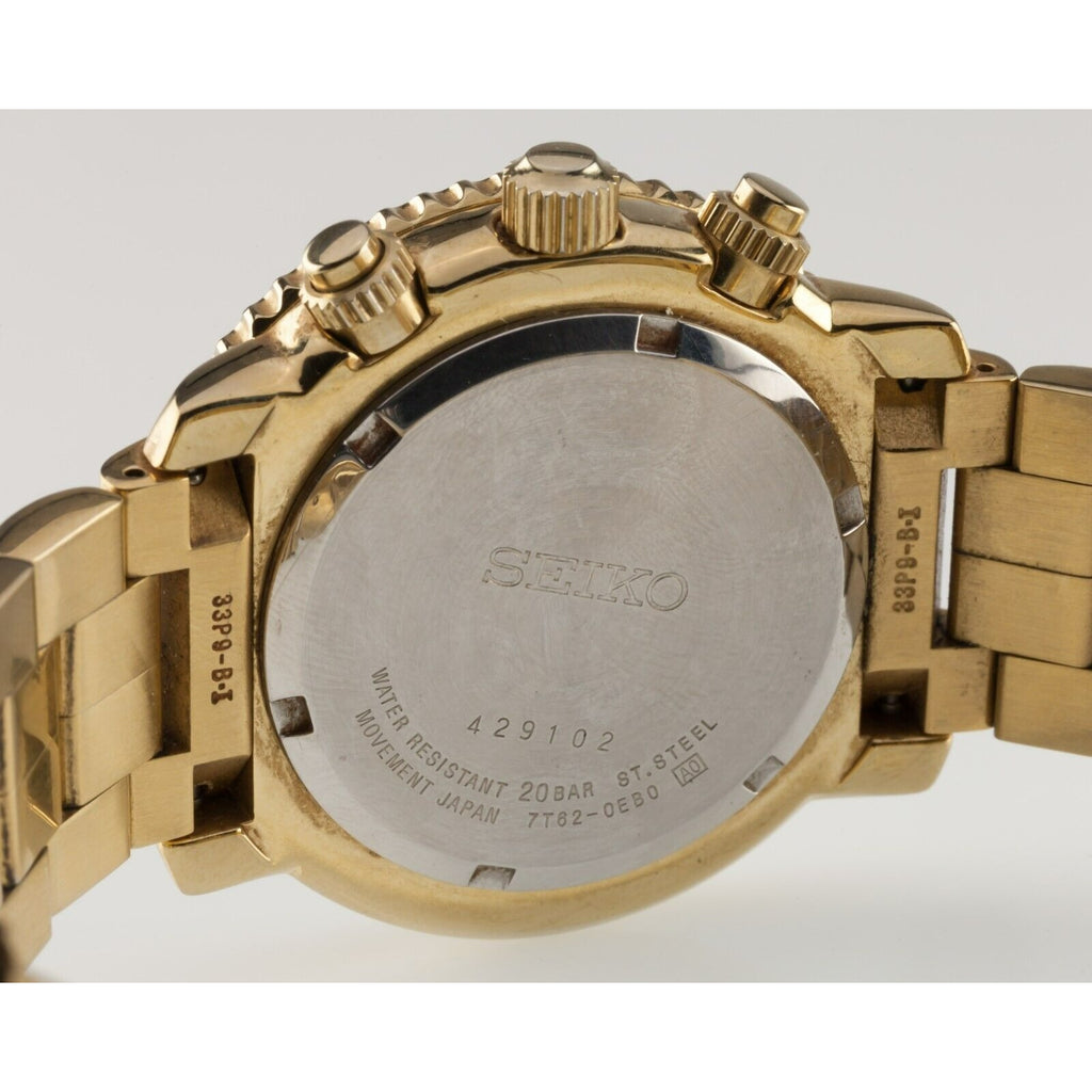 Seiko Men's Gold-Plated Vintage Quartz Chronograph Watch 7T62-0EB0