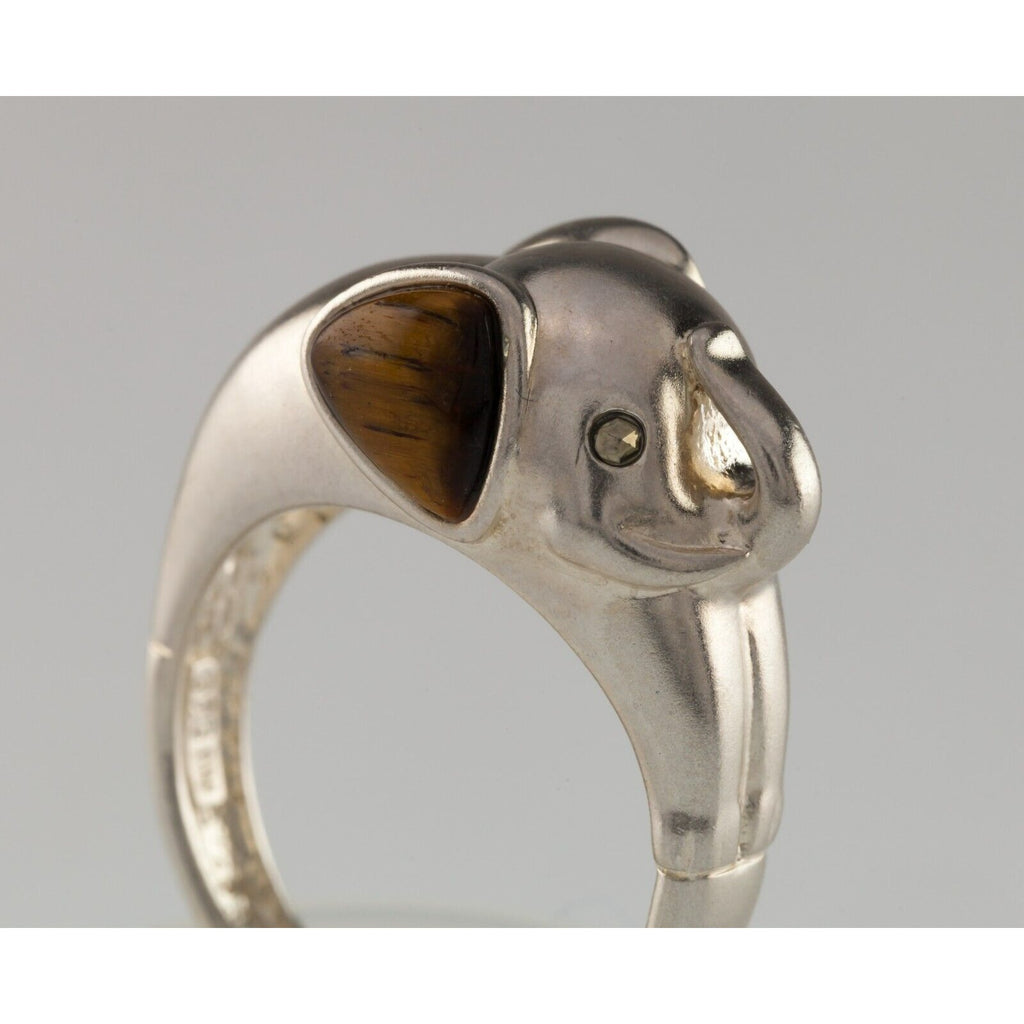Elephant Sterling Silver Tiger Eye Ring, Gorgeous! SZ 9