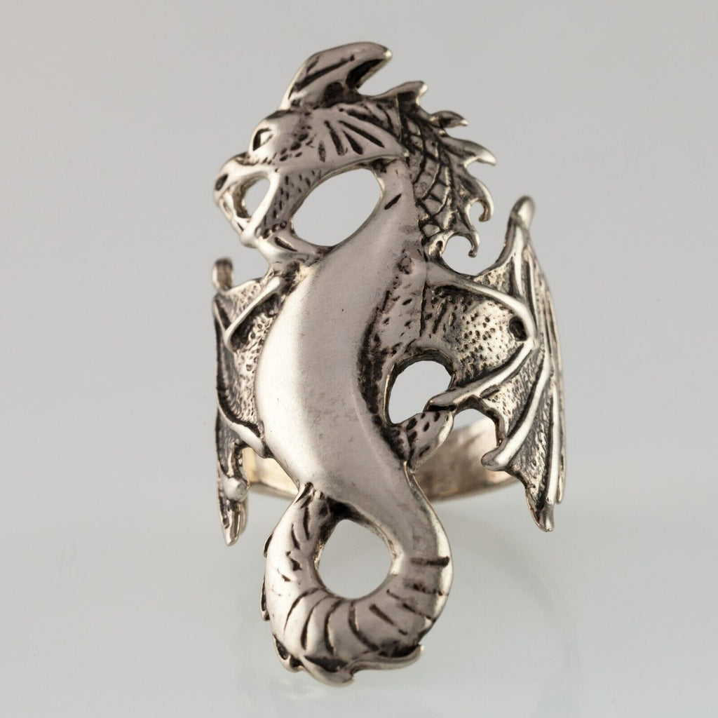Open Wing Dragon Sterling Silver Ring Size 11.5