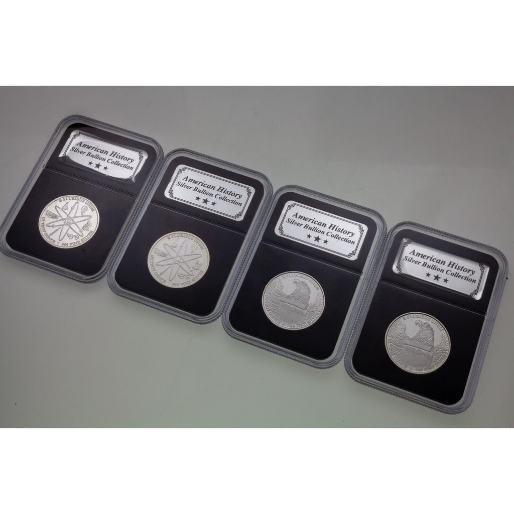Danbury Mint American History 1/2 Oz. Silver Medallions Lot of 4 in Cases