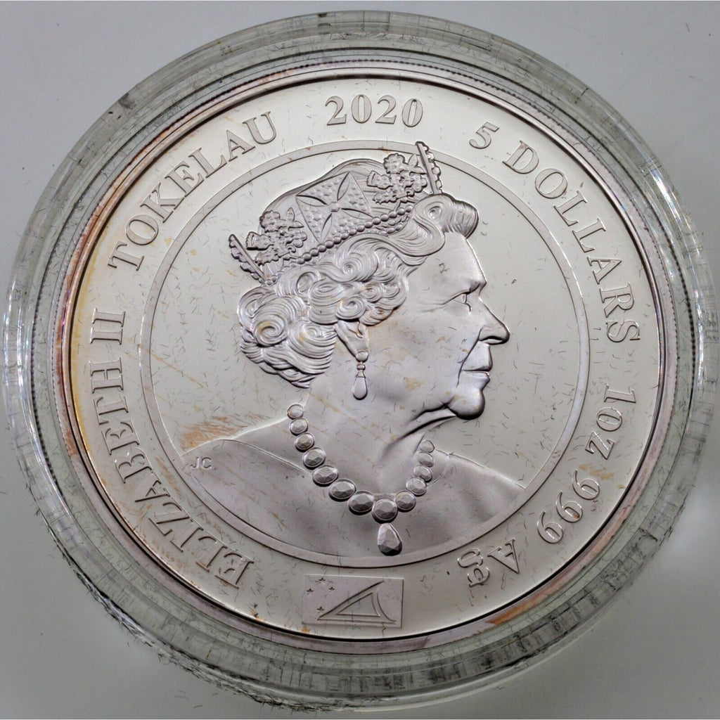 2020 Tokelau $5 Dollar 1oz Silver Coin, Queen Elizabeth Portraits LE# 0031/2000